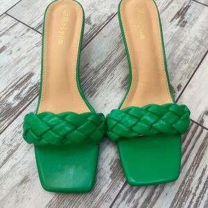 Heiyom Braided Square Toe Clear Stiletto Heels - Size 12